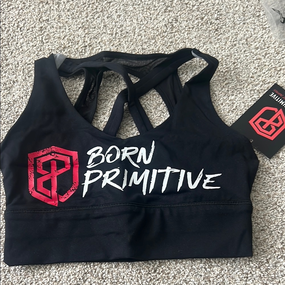 Born Primitive X-Factor Black and Red Compression Sports Bra